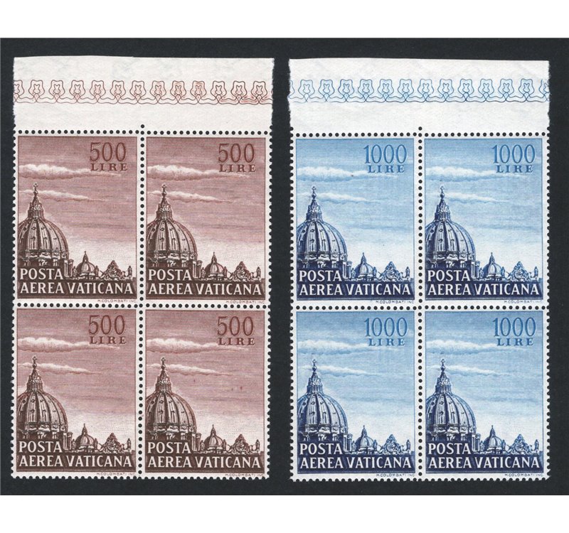1953 - P.A. Cupoloni, serie n° 22/23 in quartina bordo di foglio. Cert.: Biondi. Cat. € 550 (**)