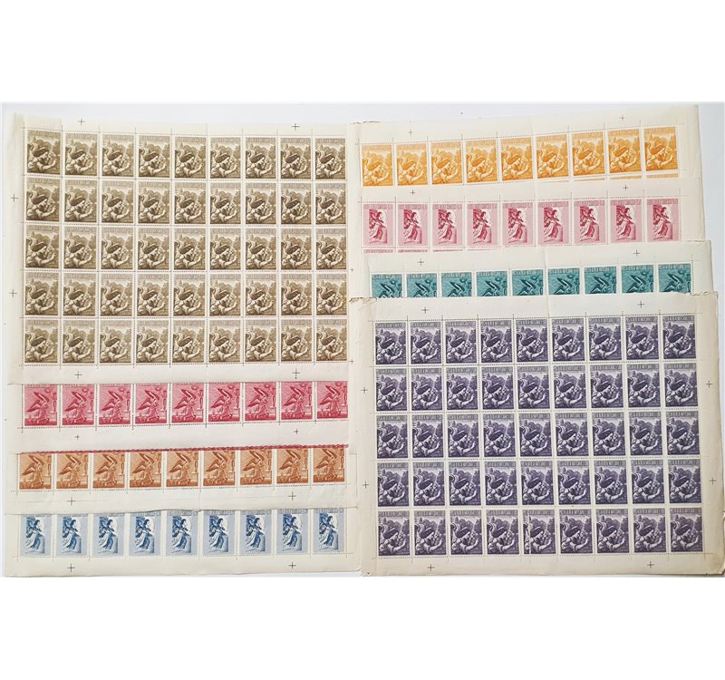 1956 - P.A. Arcangelo Gabriele, serie n° 24/32 in fogli. Cat. € 337+ (**)