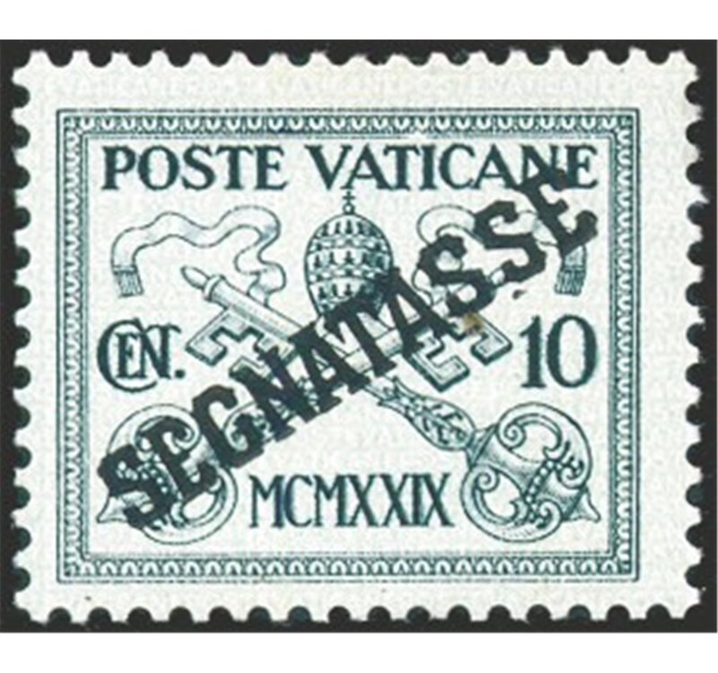 1931 - Segnatasse 10 c. verde scuro su verde senza la stampa della cornice di "T" con ottima centratura, n° 2A. Cert.: IC. Cert.
