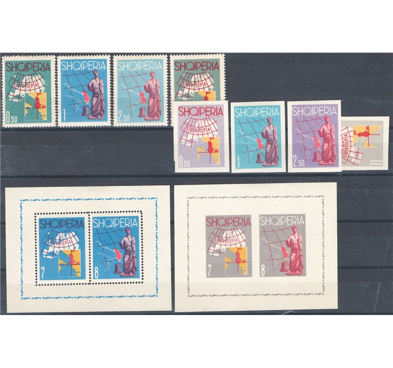 Albania - 1962 - Turismo la serie ed il foglietto dent. e non dent. con colori cambiati, serie n° 589/92 + BF n° 6E Cat. € 175 (