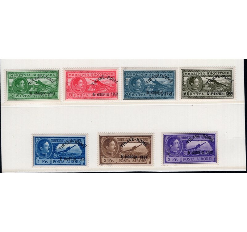 Albania - 1931 - P.A. Linea aerea Roma-Tirana, serie n° 35A/35G. Cat. € 260 (**)