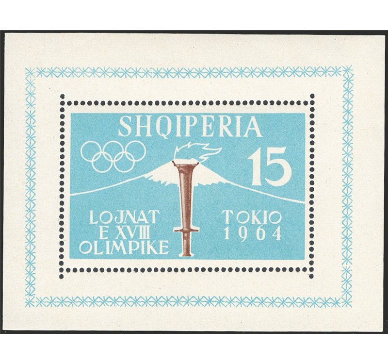 Albania - 1962 - BF Olimpiadi di Tokio, il foglietto dent., n° 6B. Cat. € 50 (**)