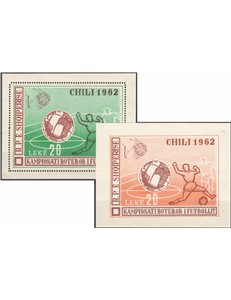 Albania - 1962 - BF Coppa del Mondo di Calcio in Cile, i due foglietti dent. e non dent., n° 6C + 6Ca. Cat. € 120 (**)