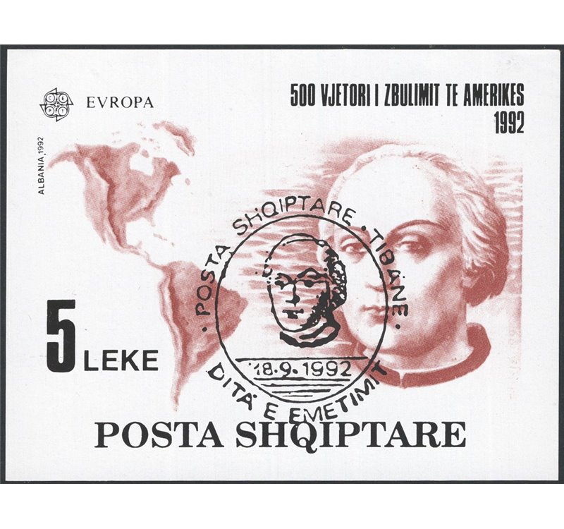 Albania - 1992 - BF Scoperta dell'America, n° 73. Cat. € 90 (U) 