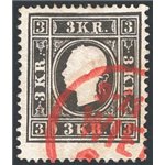 Austria - 1858 - Effigie di Francesco Giuseppe I rivolta a sinistra 3 k. nero, n° 7. Firm.: AD - Chia. Cert.: IC. Cat. € 460 (U)