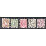 Austria - 1883 - Aquila bicipite dent. 9½-10, n° 40/42 + 44/45. Cert.: Biondi. Cat. € 2.100 (**)