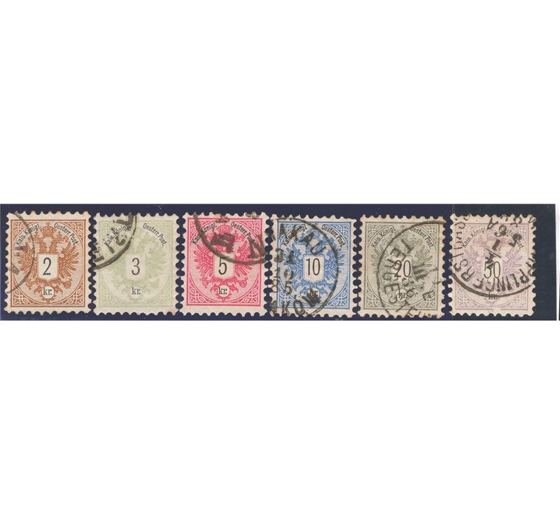 Austria - 1883 - Aquila bicipite dent. 9½, n° 40/45. Cat. € 135 (U)