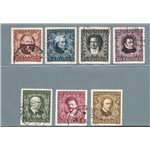 Austria - 1922 - Compositori austriaci dent. 12½, serie n° 290A/296A. Cat. € 88 (U)