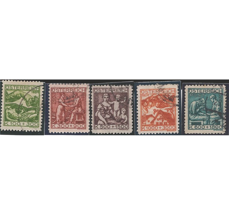 Austria - 1924 - Pro artisti bisognosi, serie n° 326/330. Cat. € 90 (U)