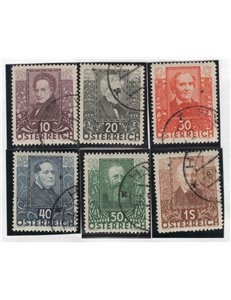 Austria - 1931 - Poeti, serie n° 399/404. Cat. € 225 (U)