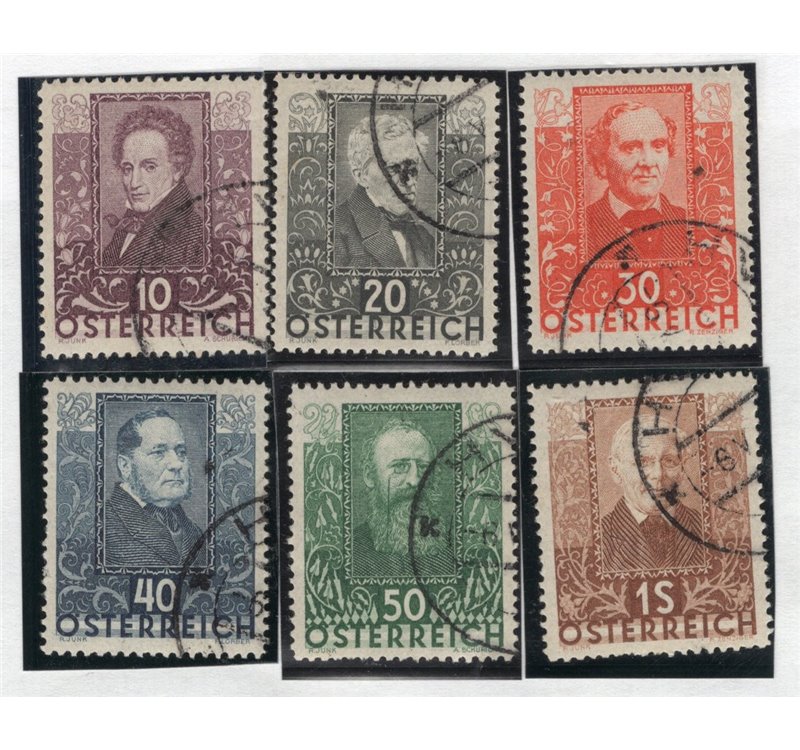Austria - 1931 - Poeti, serie n° 399/404. Cat. € 225 (U)
