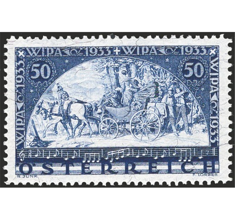 Austria - 1933 - Wipa Expo Filatelica di Vienna 50g su carta con fili di seta, n° 430A. Cert.: IC. Cat. € 825 (**)