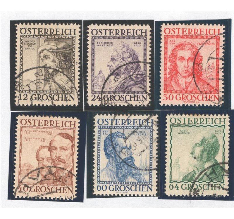 Austria - 1934 - Architetti, serie n° 460A/65. Cat. € 165 (U)