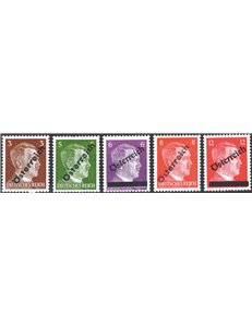 Austria - 1945 - Francobolli di Germania (Hitler) con soprast. in diagonale, n° 534/38. Cat. € 105 (**)