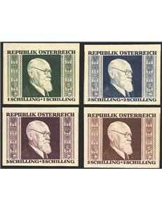 Austria - 1940 - Presidente Renner non dent. proveniente da foglietti, serie n° 634/37A. Cert.: IC. Cat. € 330 (**)