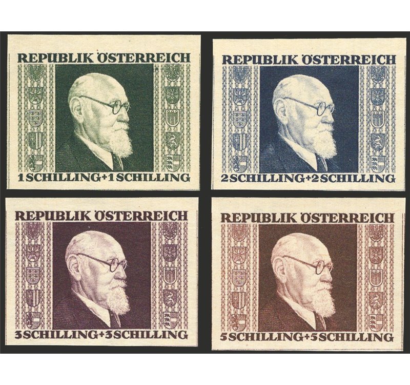Austria - 1940 - Presidente Renner non dent. proveniente da foglietti, serie n° 634/37A. Cert.: IC. Cat. € 330 (**)