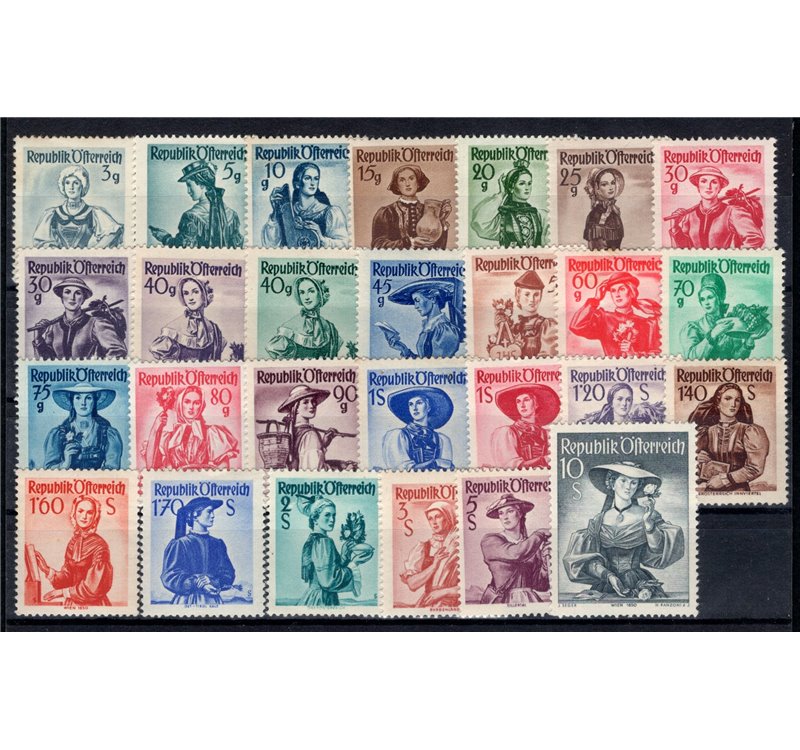 Austria - 1948 - Costumi regionali, serie n° 738/54A. Cat. € 285 (**)
