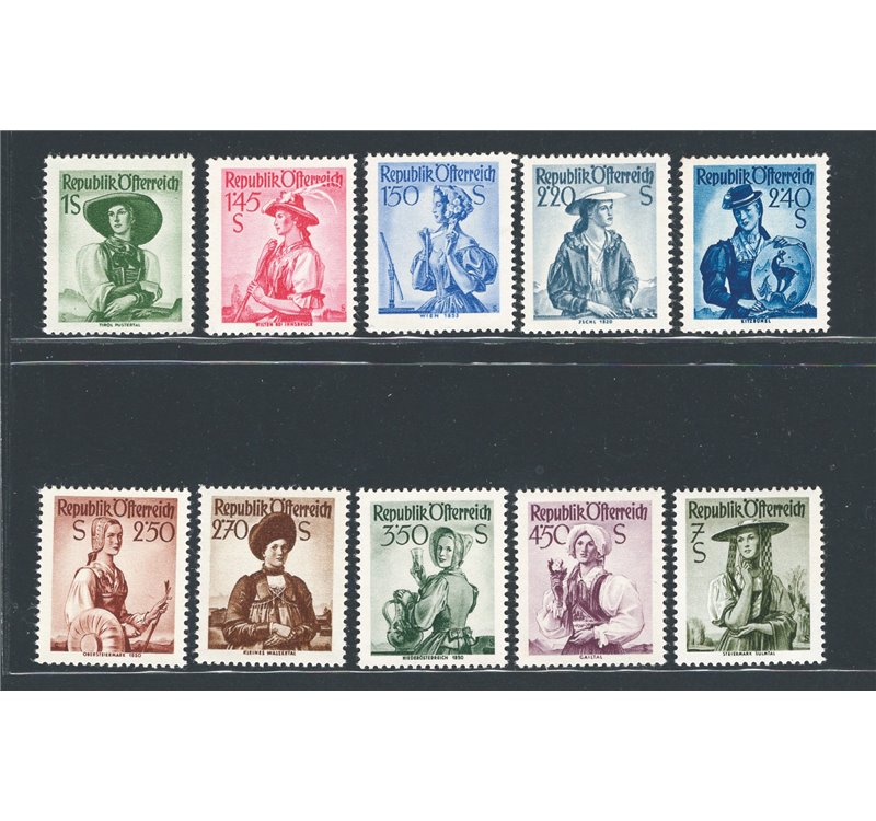 Austria - 1951/52 - Costumi regionali, serie n° 801/807A. Cat. € 80 (**)