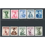 Austria - 1951/52 - Costumi regionali, serie n° 801/807A. Cat. € 80 (**)