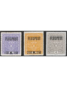 Austria - 1918 - P.A tipi del 1916/18 soprast., serie n° 1/3. Cat. € 60 (**)