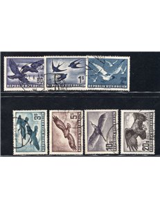 Austria - 1950/53 - P.A. Uccelli, serie n° 54/60. Cert.: IC. Cert.: IC. Cat. € 430 (U)