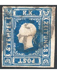 Austria - 1861 - Francobolli per giornali Francesco Giuseppe volto a sinistra (1,05 k) azzurro, n° 5. Firm.: AD - ED. Cert.: IC.