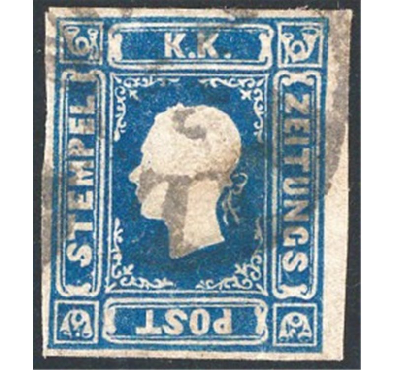 Austria - 1861 - Francobolli per giornali Francesco Giuseppe volto a sinistra (1,05 k) azzurro, n° 5. Firm.: AD - ED. Cert.: IC.