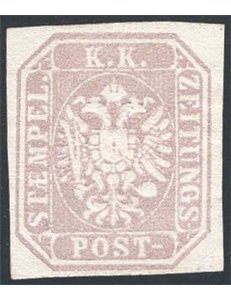 Austria - 1863 - Francobolli per giornali stemma (1,05 k) bruno grigio, n° 8. Cat. € 150 (*)