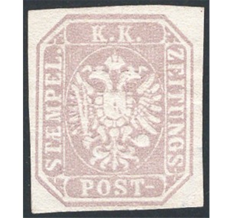 Austria - 1863 - Francobolli per giornali stemma (1,05 k) bruno grigio, n° 8. Cat. € 150 (*)