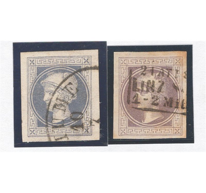 Austria - 1867 - Francobolli per giornali Testa di Mercurio, n° 9/10. Cat. € 95 (U)