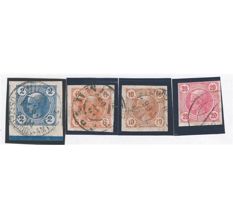 Austria - 1901 - Francobolli per giornali Testa di Mercurio, serie n° 12I/15I con linee brillanti. Cat. € 140 (U)