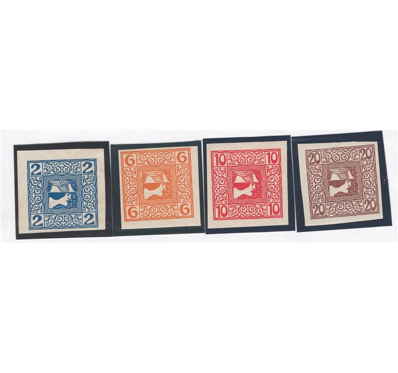 Austria - 1867 - Francobolli per giornali Testa di Mercurio a destra, n° 16A/19A. Cat. € 70 (*)