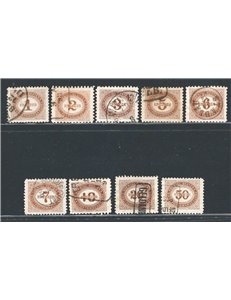 Austria - 1894/95 - Segnatasse cifra in ovale con valori in kreuzer, serie n° 1/9. Cat. € 130 (U)