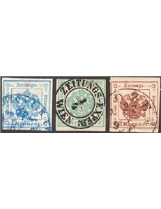 Austria - 1853/59 - Segnatasse Aquila senza il 4 k., serie n° 1/3. Cat. € 137 (U)