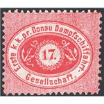 Austria - Compagnia Danubiana di Navigazione - 1866/67 - Cifra in ovale c. 17 rosso dentellato 12, n° 1a. Firm.: Raybaudi - AD. 