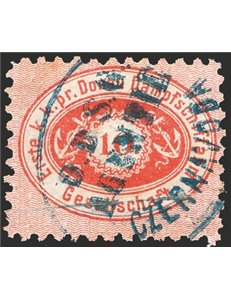 Austria - Compagnia Danubiana di Navigazione - 1868/70 - Cifra in ovale c. 10 rosso, n° 4. Firm.: Raybaudi - AD. Cert.: Apicella