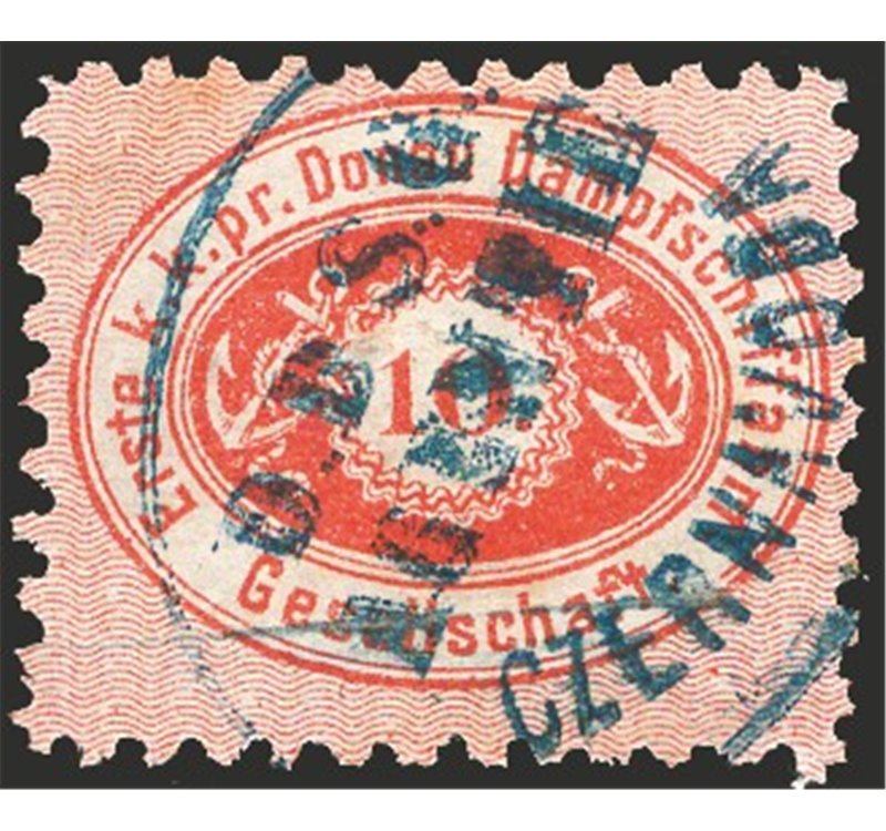 Austria - Compagnia Danubiana di Navigazione - 1868/70 - Cifra in ovale c. 10 rosso, n° 4. Firm.: Raybaudi - AD. Cert.: Apicella