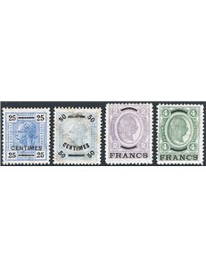 Austria - Uffici Postali a Creta - 1903/5 - Francobolli d'Austria del 1899 con linee brillanti e nuova soprast. in valuta france
