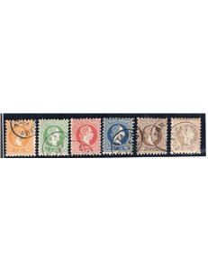 Austria - Levante - 1875 - Francesco Giuseppe I valori in soldi, serie con stampa fine ed annulli poco leggibili, n° 1I/6I. Cat.