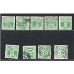 Austria - Levante - 1908 - Segnatasse d'Austria del 1908 con valori in piastre, serie n° 6A/14A su carta lucida. Cert.: IC. Cat.