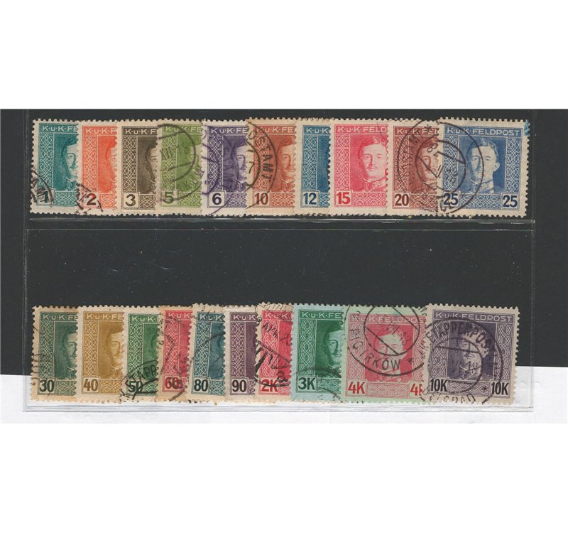 Austria - Ungheria - 1917/18 - Carlo I, serie n° 49/68. Cat. € 80 (U)