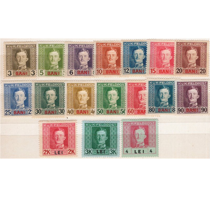 Austria - Occup. Austriache - Montenegro - 1917 - Francobolli di Austria posta da Campo sovrast. Dei nuovi valori in Bani e Lei,