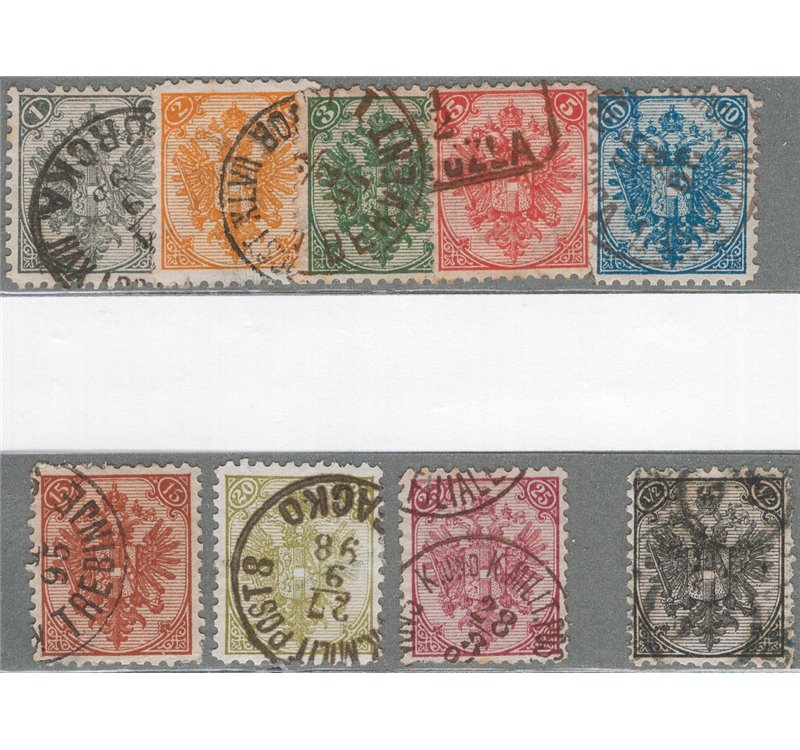 Austria - Occup. Austriache - Bosnia Herzegovina - 1879/94 - Stemma, serie n° 1/9. Cat. € 115 (U) 
