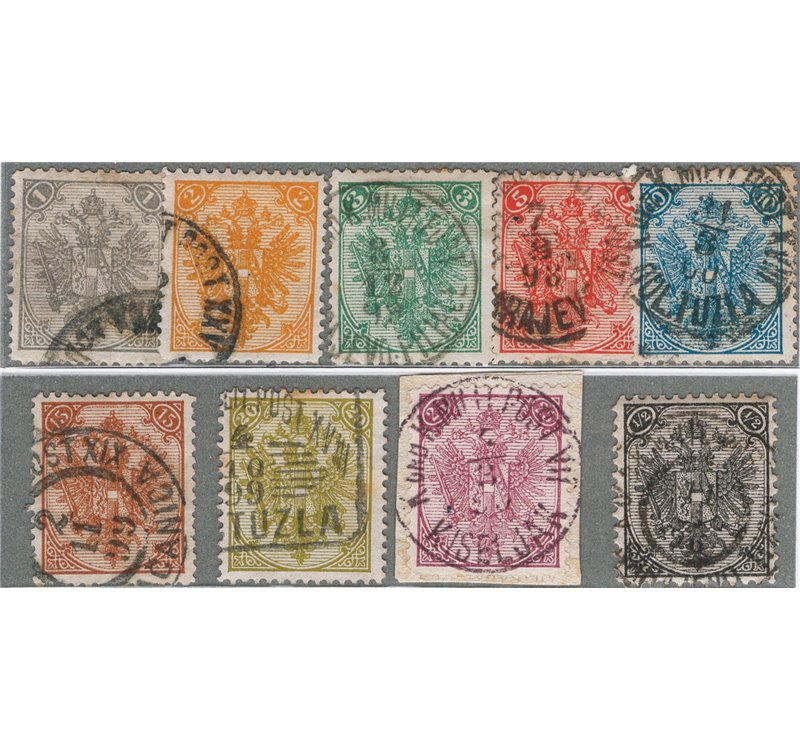 Austria - Occup. Austriache - Bosnia Herzegovina - 1894/98 - Stemma con la stampa tipografica, serie n° 1I/9I. Cat. € 76,50 (U)
