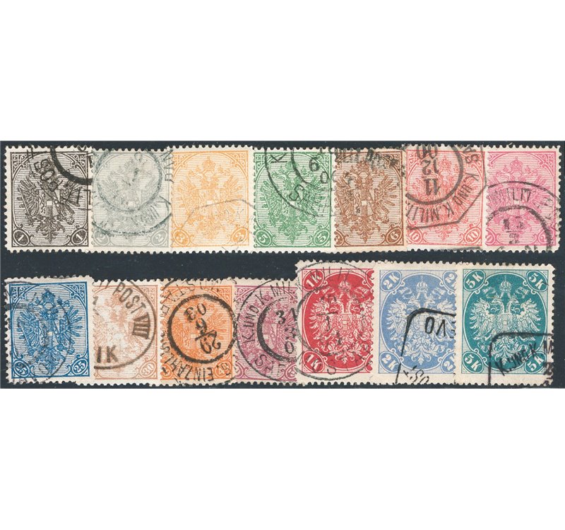 Austria - Occup. Austriache - Bosnia Herzegovina - 1900/01 - Stemma dent. 12 ½, serie n° 10B/23B. Cat. € 65 (U)