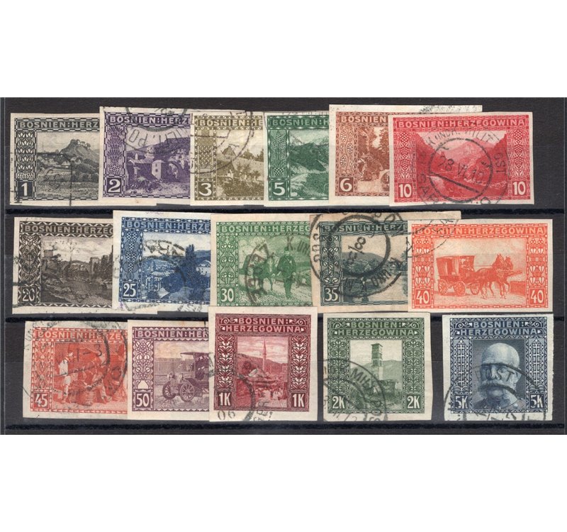 Austria - Occup. Austriache - Bosnia Herzegovina - 1906 - Vedute ed effigie, serie n° 29/44. Cat. € 45 (U)