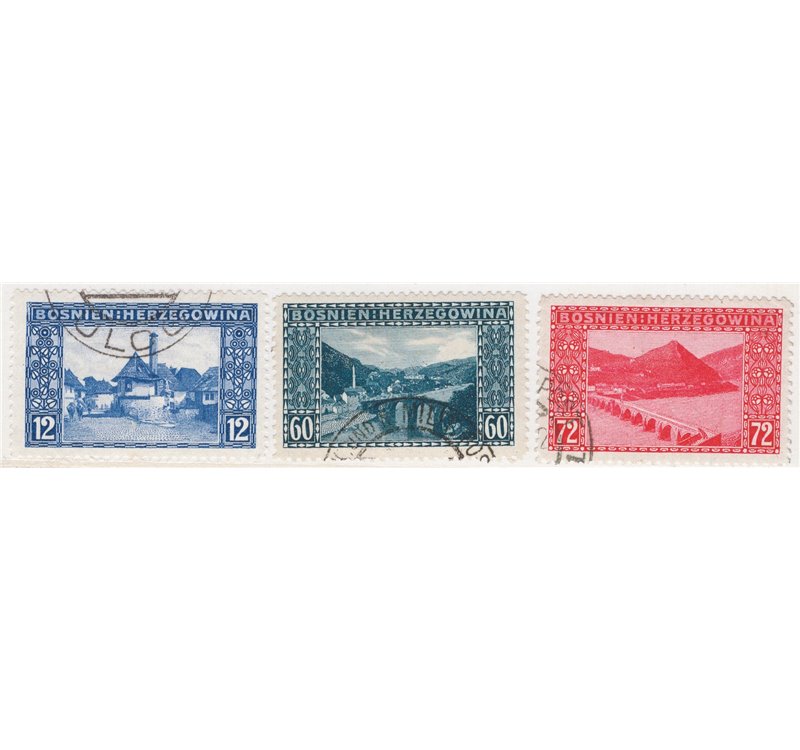 Austria - Occup. Austriache - Bosnia Herzegovina - 1912 - Vedute, serie n° 61/63. Cat. € 60 (U)