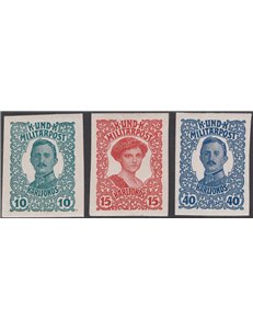Austria - Occup. Austriache - Bosnia Herzegovina - 1918 - Effigie di Carlo I e Zita non dentellato, serie n° 138/40. Cat. € 180 