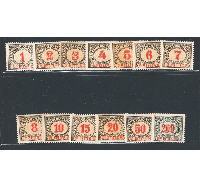 Austria - Occup. Austriache - Bosnia Herzegovina - 1904 - Segnatasse cifra in ovale, serie n° 1/12. Cat. € 50 (*)