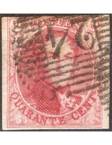 Belgio - 1858/61 - Re Leopoldo I 40 c. rosa carminio, n° 12. Cat. € 160 (U)